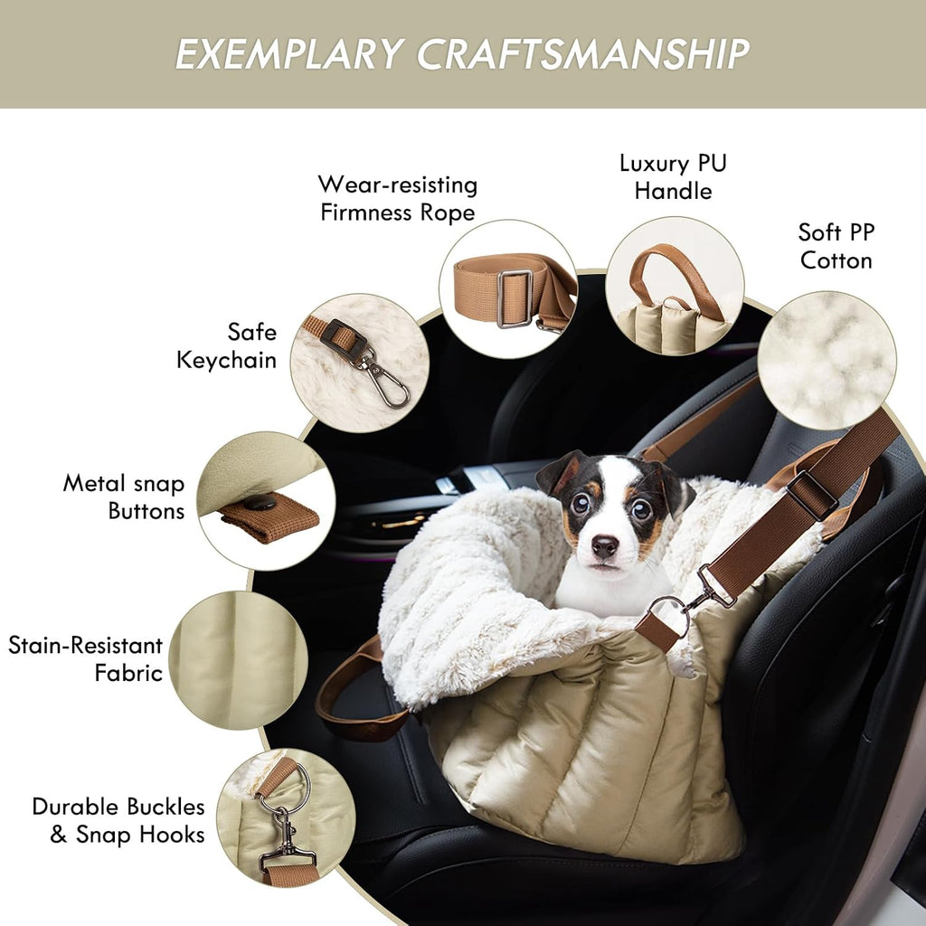 ClevaHome Small Dog Car Seat, Cozy Fleece Dog Carriers for Small Dogs