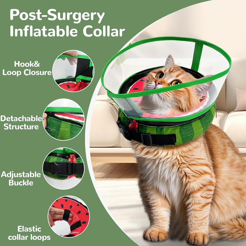 Inflatable Dog Cone Collar with Anti-Licking Clear Shield, Adjustable Elizabethan Collar, Soft Recovery Collar for Dogs, Dog Cones Alternatives for Large Medium Small Dogs & Cats