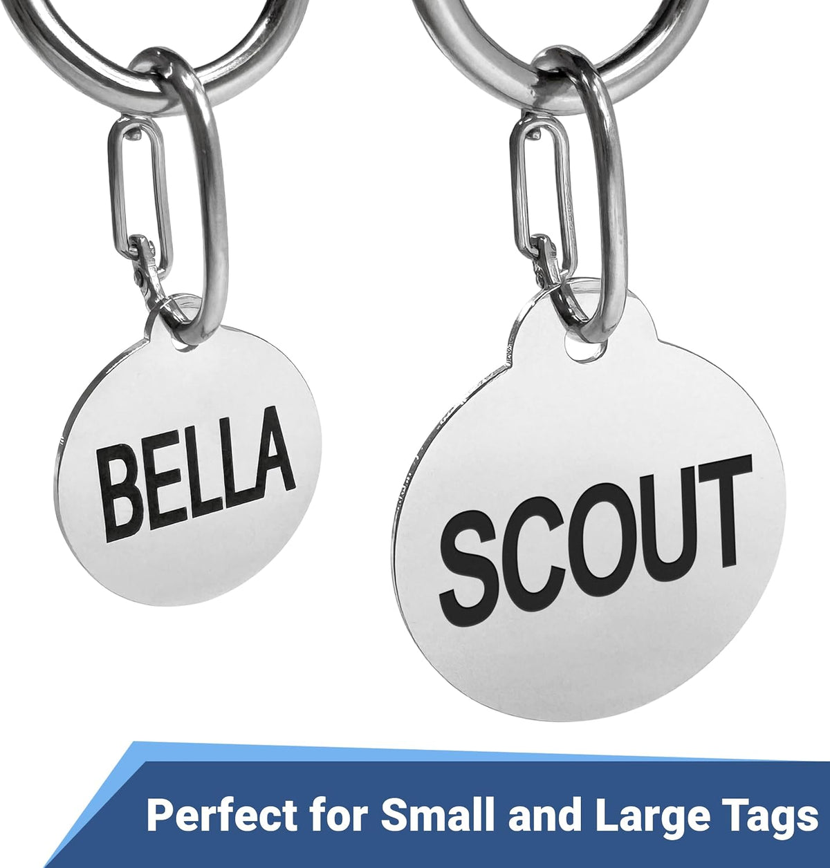 GoTags Dog Tag Clip, Stainless Steel Quick Clip for Dog and Cat Pet ID Tag