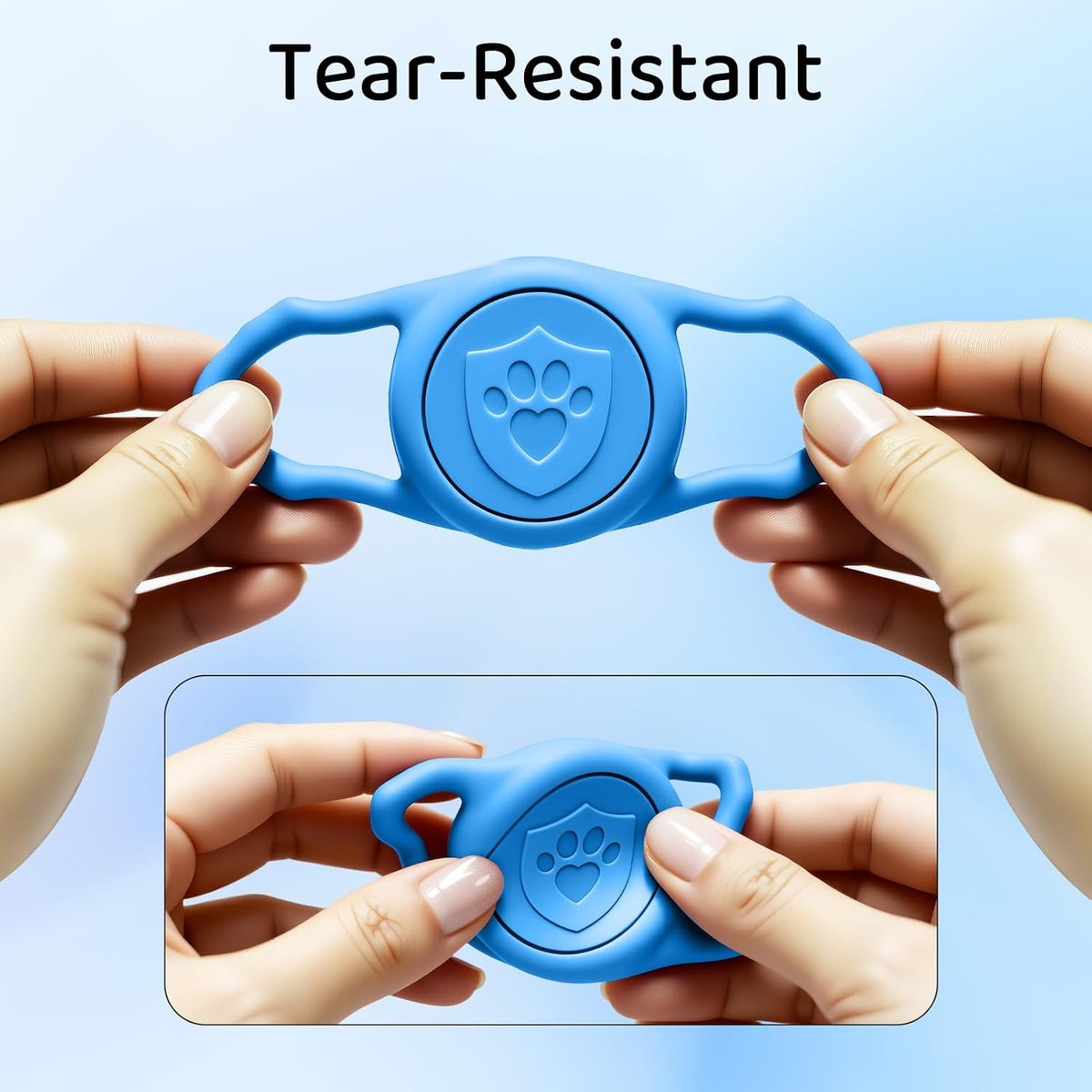 IP68 Waterproof AirTag Holder for Dog Collar, Silicone, Blue