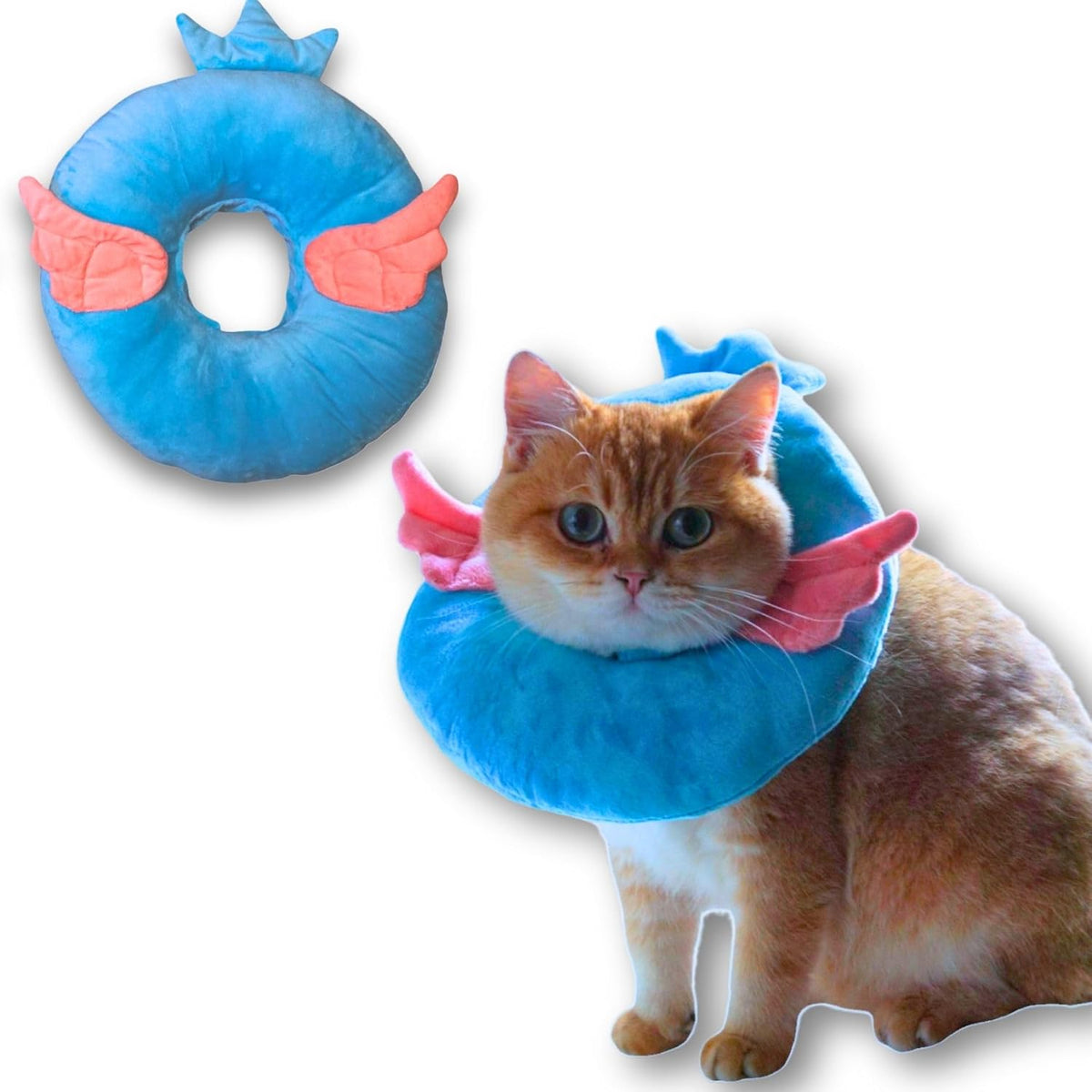 Adjustable Comfy Flower Style Elizabeth Collar for Cats Puppies Soft Recovery Cone Pet Protective Neck Collar (Blue Angel Wing, Medium)