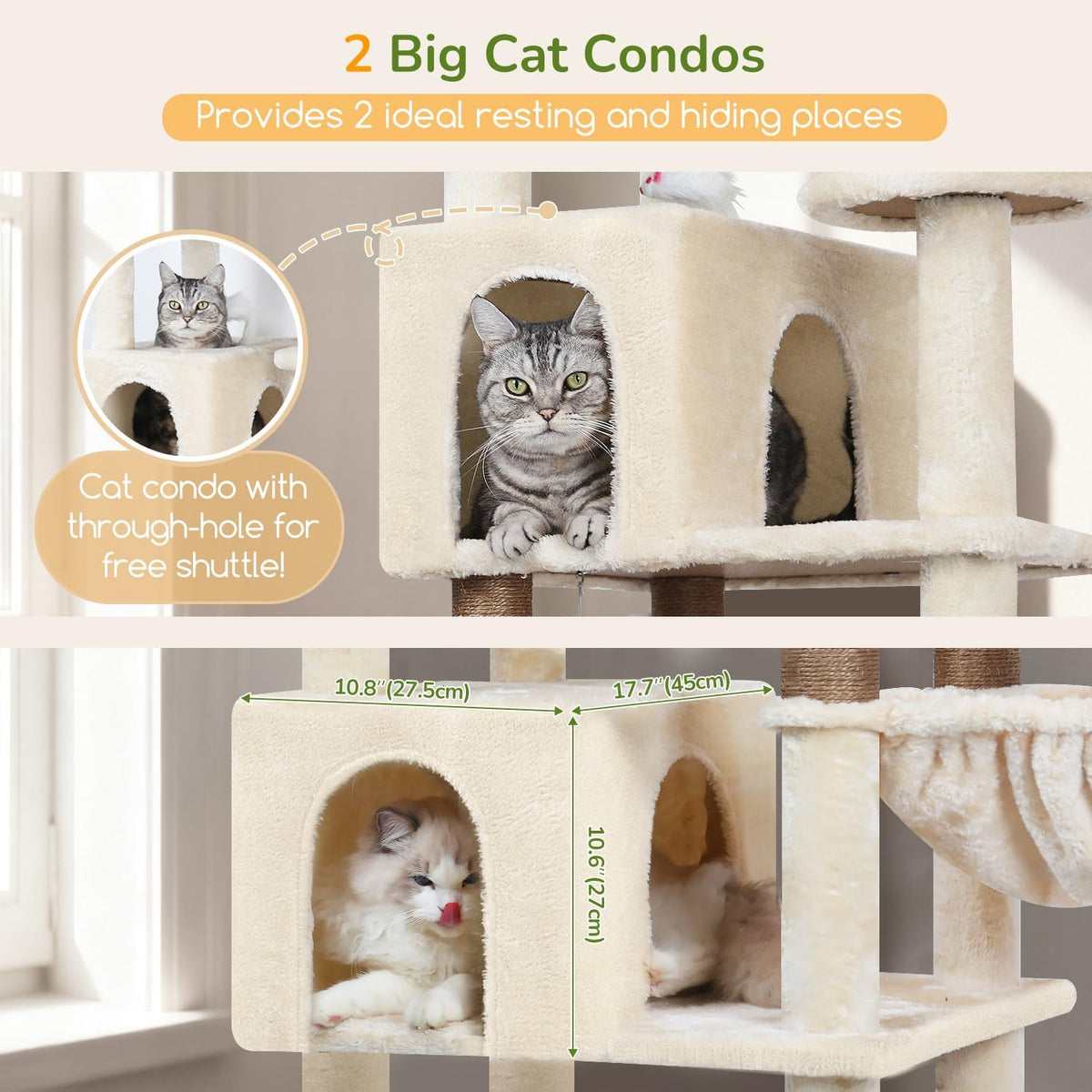 Globlazer 82in Extra Large Cat Tree Tower for Indoor Cats Large Adult, S82