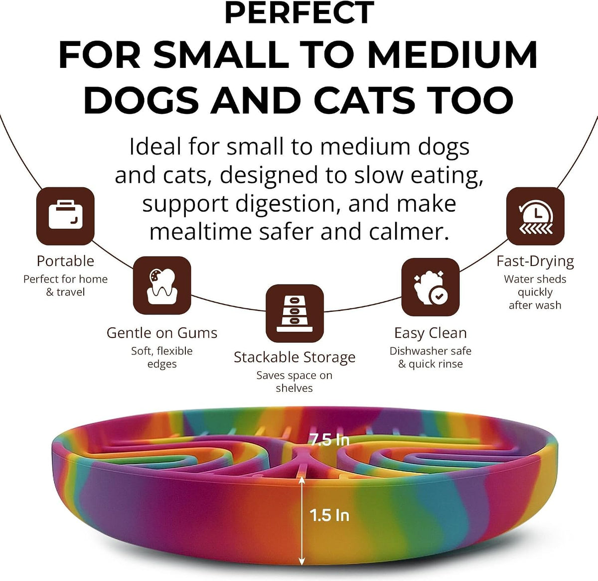 Silicone Slow Feeder Dog Bowls for Small Dogs & Puppies, Slow Eating Bowl