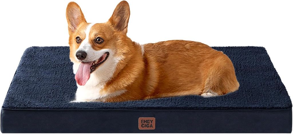 EHEYCIGA Orthopedic Dog Bed Large with Removable Washable Cover, 35IN Navy