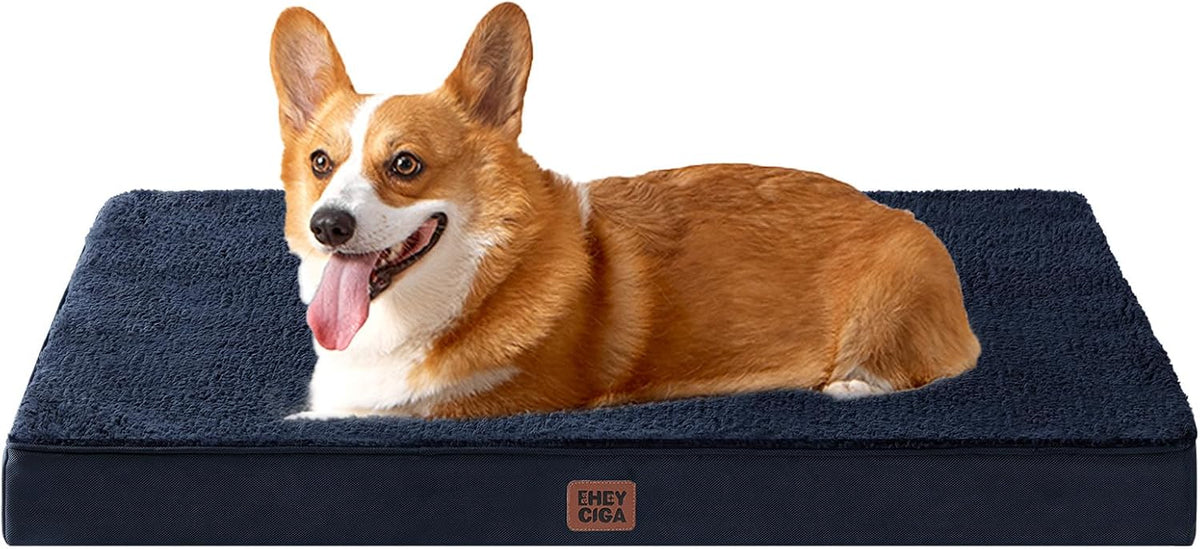 EHEYCIGA Orthopedic Dog Bed Large with Removable Washable Cover, 35IN Navy