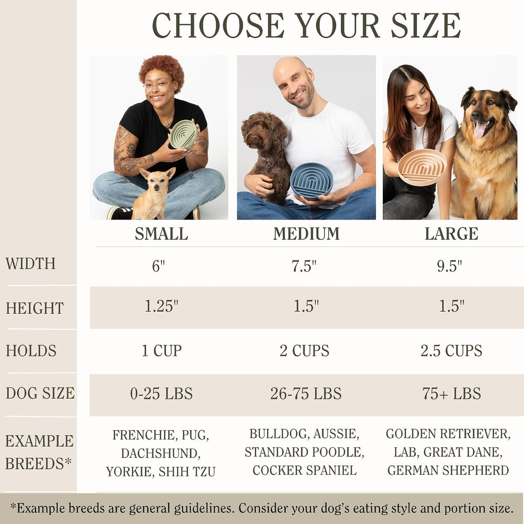 Slow Feeder Dog Bowl - Silicone Dog Bowl, Medium, 7.5" x 1.5" - Sand
