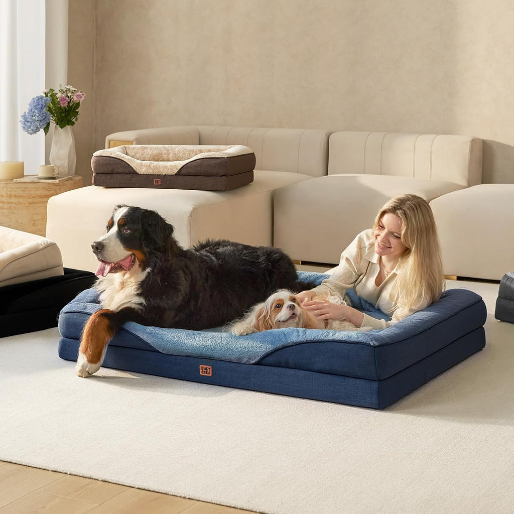 EHEYCIGA Orthopedic XL Dog Bed for Large Dog, Memory Foam Dog Couch, Navy