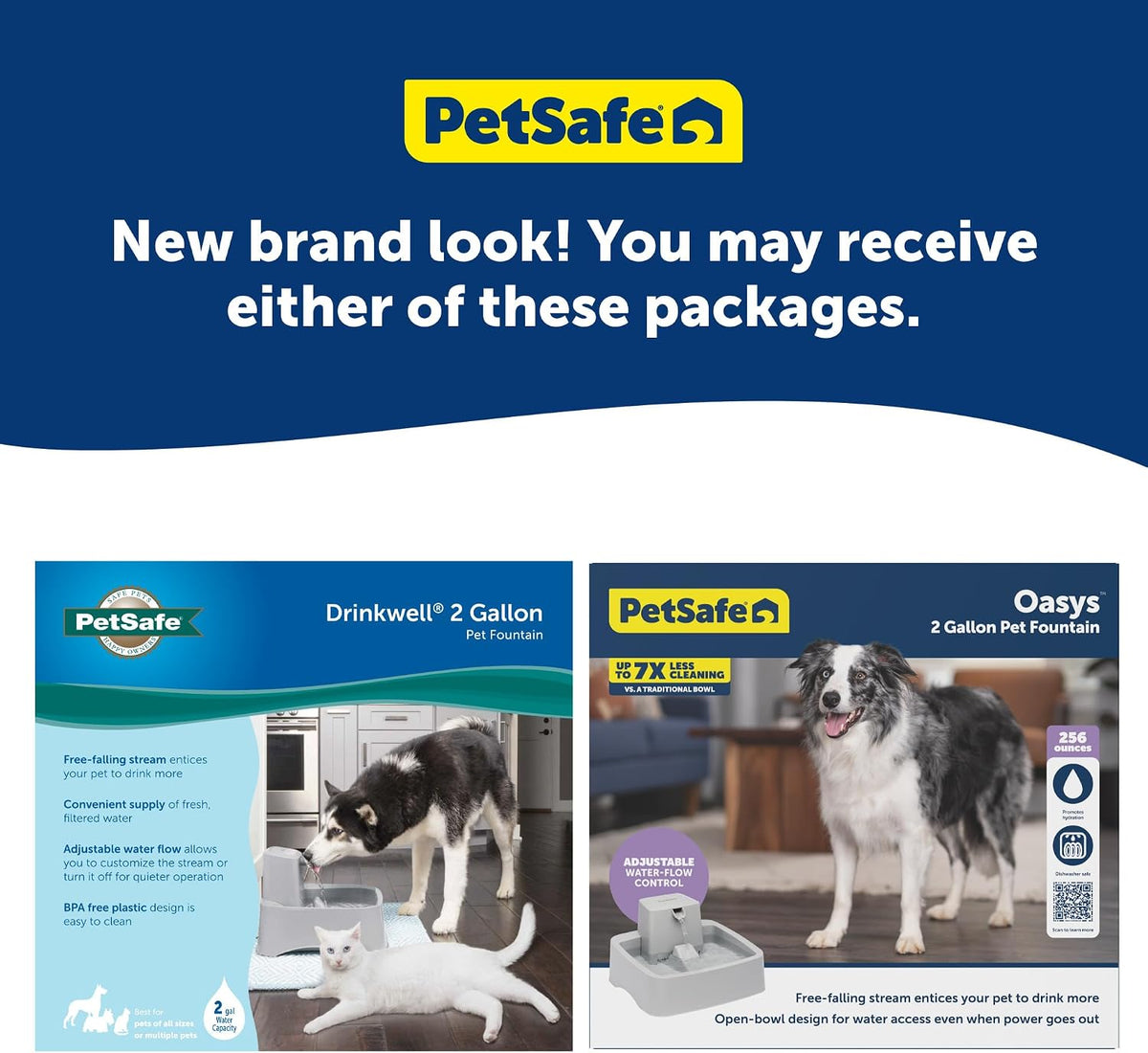 PetSafe Oasys Pet Fountain, 2 Gallon (256 oz), Cats, Dogs & Multi-Pet Homes