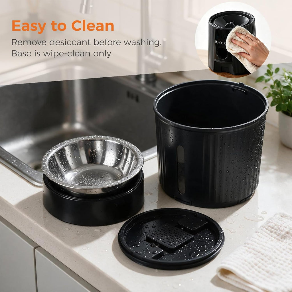 Sweetcrispy Automatic Cat Feeder, 4L Cat Food Dispenser with APP - Black