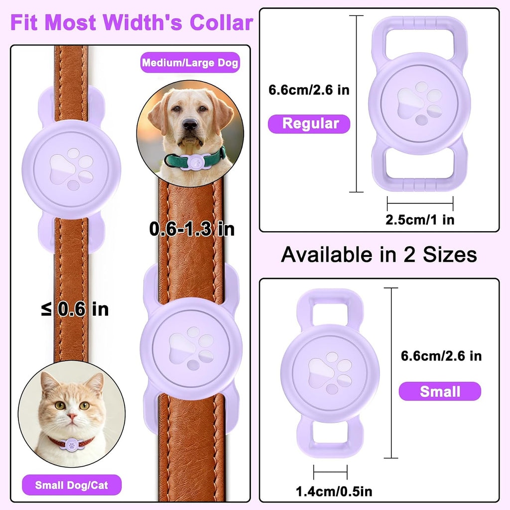 Airtag Dog Collar Holder for Cat or Small Dog, Waterproof, 1 Pack Purple