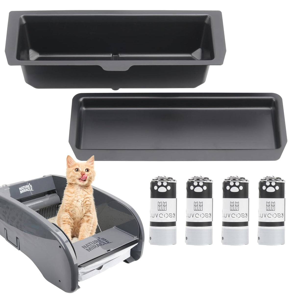 40 Litter Box Liners with a Permanent Waste Receptacle Compatible with Nature's Miracle 2nd Version and Littermaid 3rd Edition, Litter Box with Cat Litter Liner (Machine NOT Included)