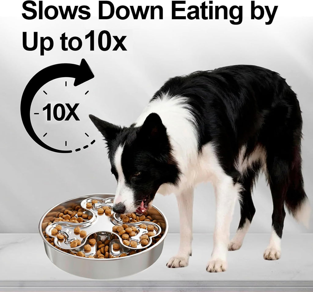Kactoily 304 Stainless Steel Slow Feeder Dog Bowls, 2.5-3 Cups Capacity