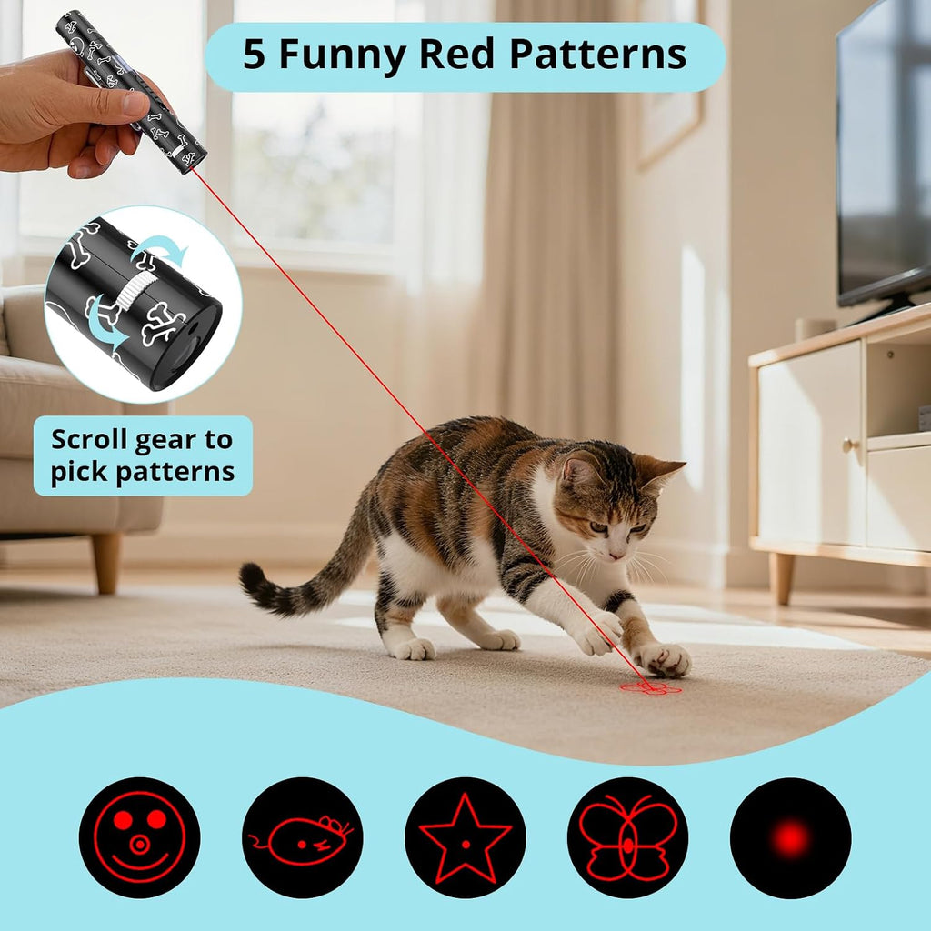 Waputne Cat Toy, Battery Level Display,Rechargeable, 7 Adjustable Patterns
