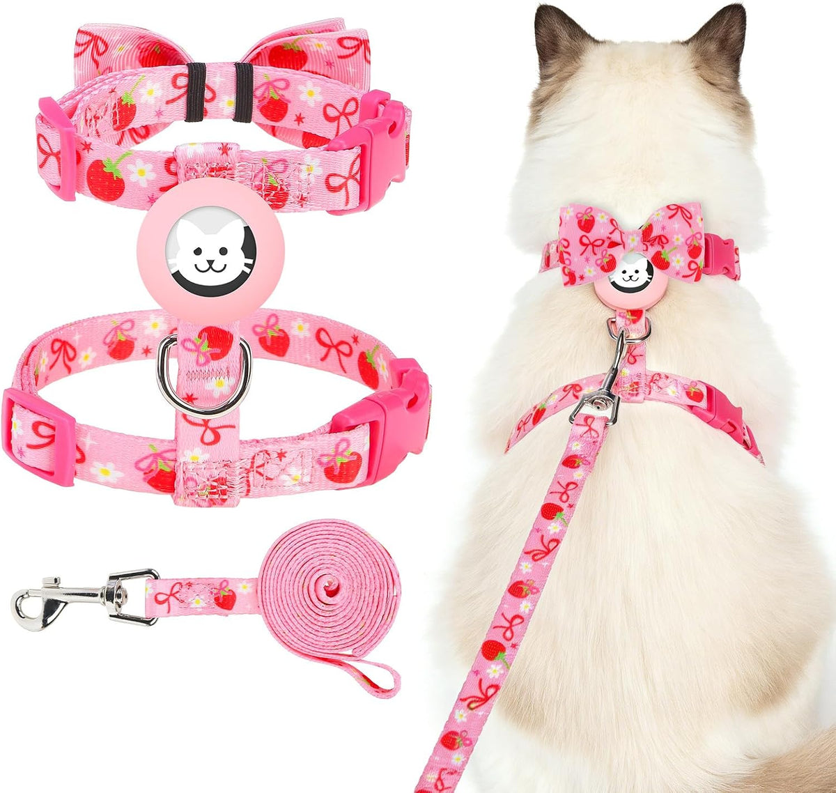 EXPAWLORER Cat Harness and Leash Set Escape Proof Vest with AirTag Holder