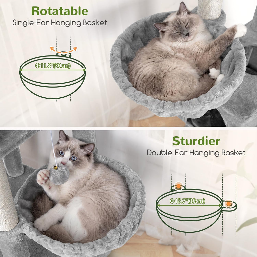 Globlazer Maine Coon Cat Tree for Indoor Large Adult Cats, S80H, Light Grey
