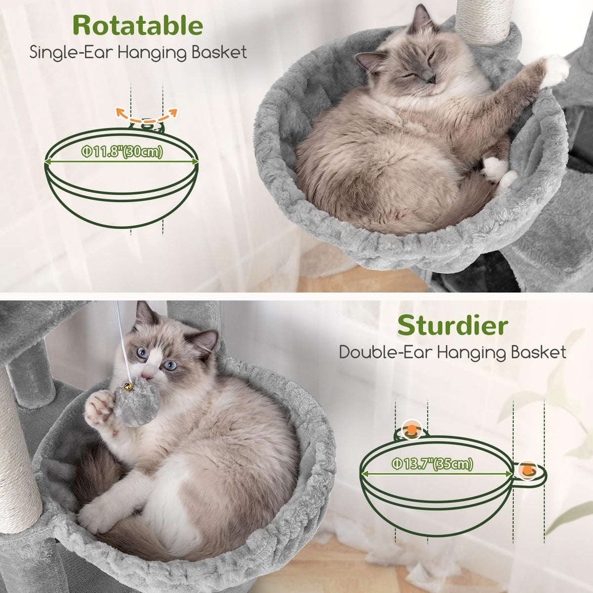 Globlazer Maine Coon Cat Tree for Indoor Large Adult Cats, S80H, Light Grey