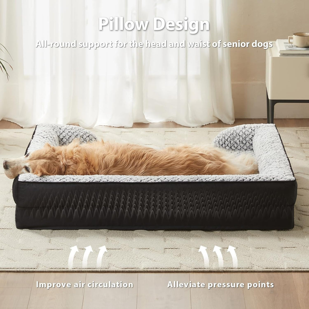 LEXTRO Orthopedic XXL Dog Bed, Washable Dog Beds for Extra Large Dogs