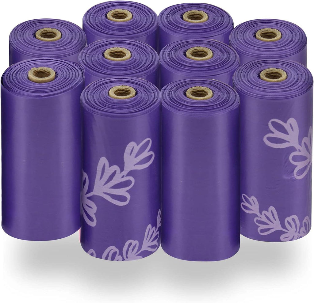 Best Pet Supplies Poop Bags for Dogs - Lavender, 150 Count | Scented, Leak-proof, Easy-Tear perforations, 15 Thick Bags per roll, Outdoor Walking & Travel, Fits Standard Holders
