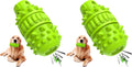 PIFFZEDO Dog Toys for Aggressive Chewers,Interactive Natural Rubber Chew & Squeaky Toy for Large Medium Breed,Dog Toothbrush,Tough & Durable (Green,Large) (Pack of 2)