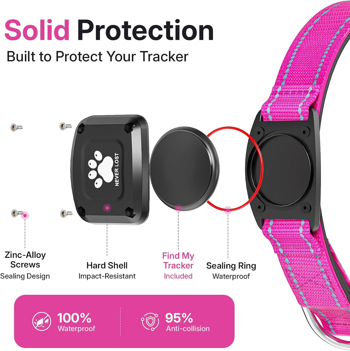 GPS Dog Collar with Tracker, Waterproof, No Monthly Fee, Hot Pink, XS