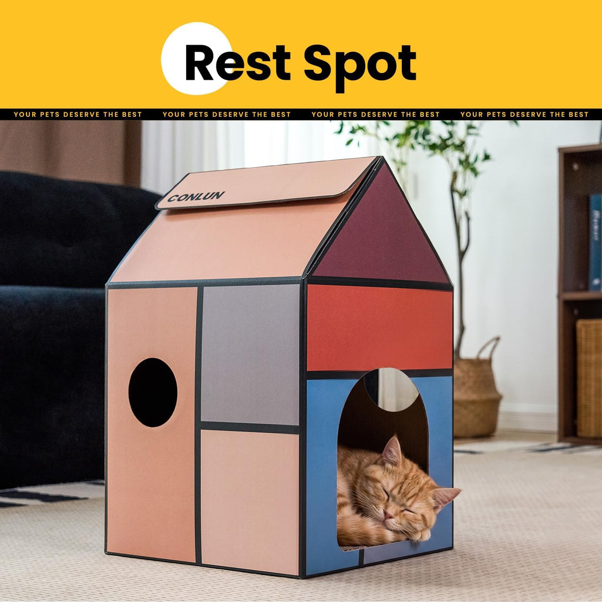 Conlun 2-Pack Cat Scratching Pad House Indoor Cave <13 lbs