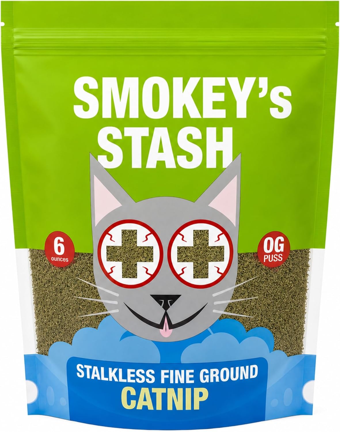 Smokey's Stash Catnip Stalkless Dried Ground Premium Bulk 6 Ounce Bag Strong Cat nip for Cats…