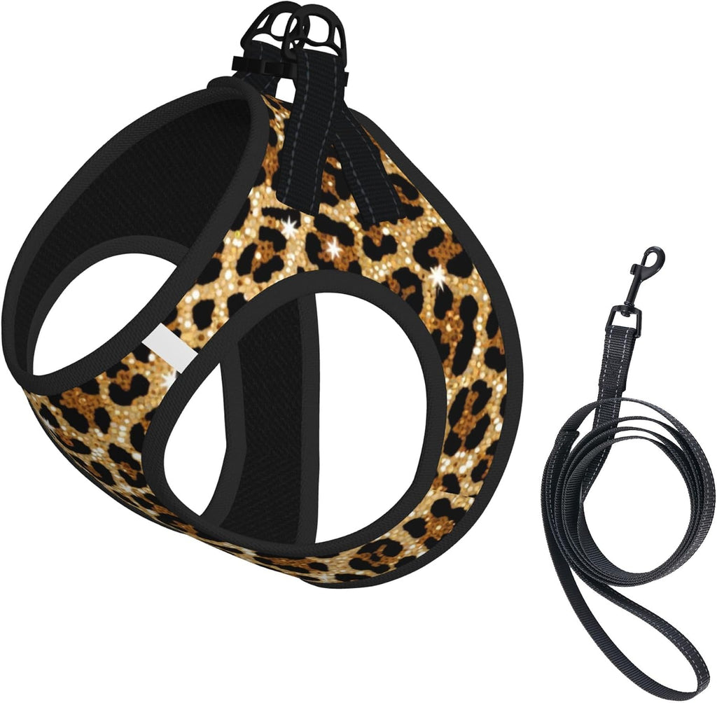 MUKIO Glitter Leopard Print No Pull Dog Harness Vest