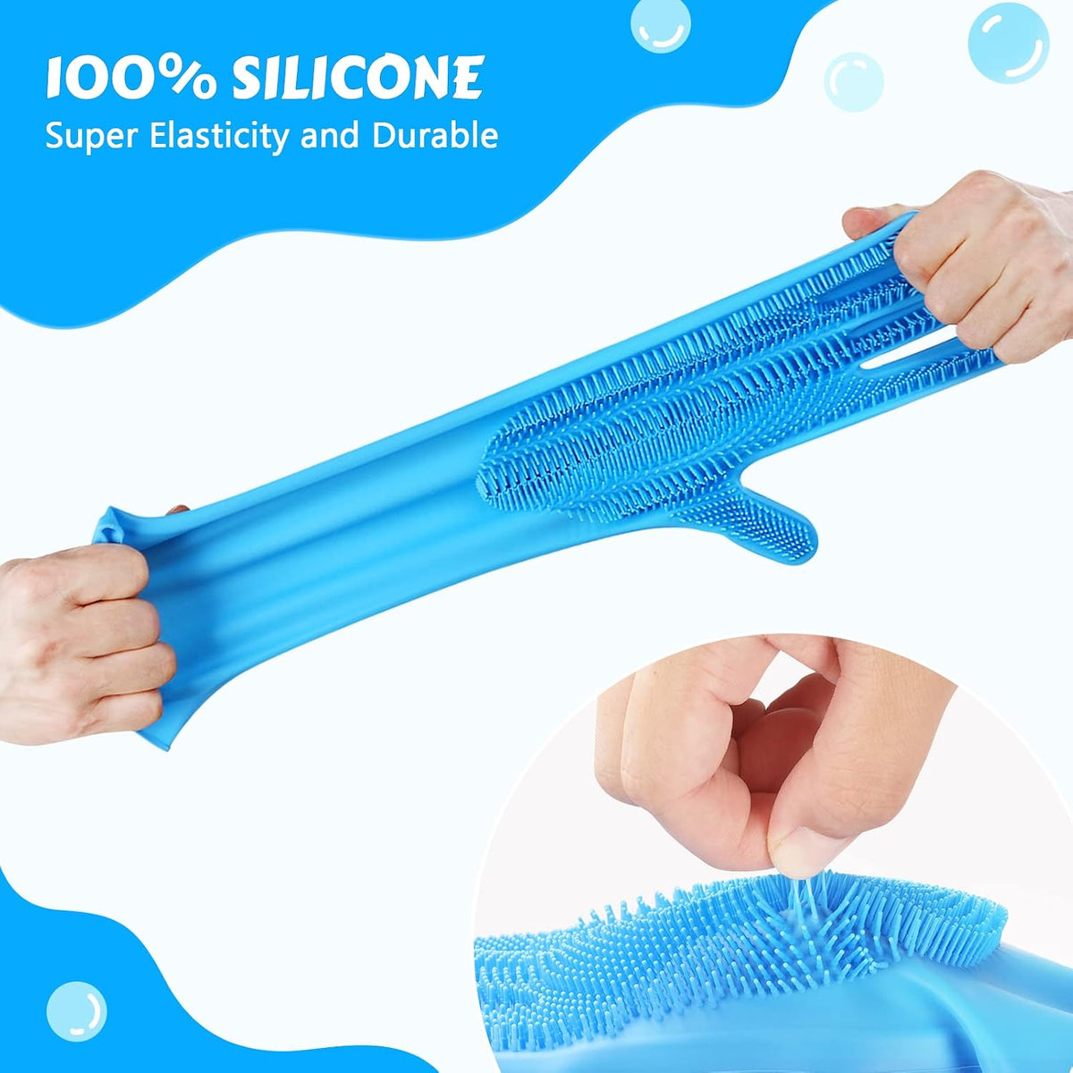 Pecute Silicone Pet Grooming Gloves for Washing Cats Dogs Bath Brush Large