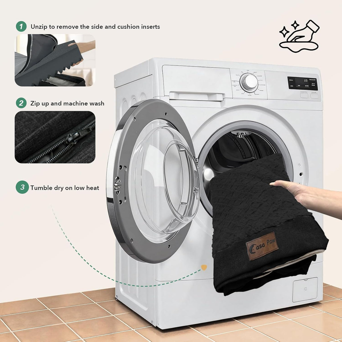 Orthopedic Washable Dog Bed for Extra Large Dogs, 45x35in, Black