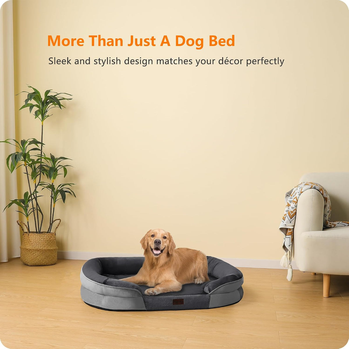 Dwanton Orthopedic Waterproof Large Dog Bed Sofa, Gel Memory Foam, 42"