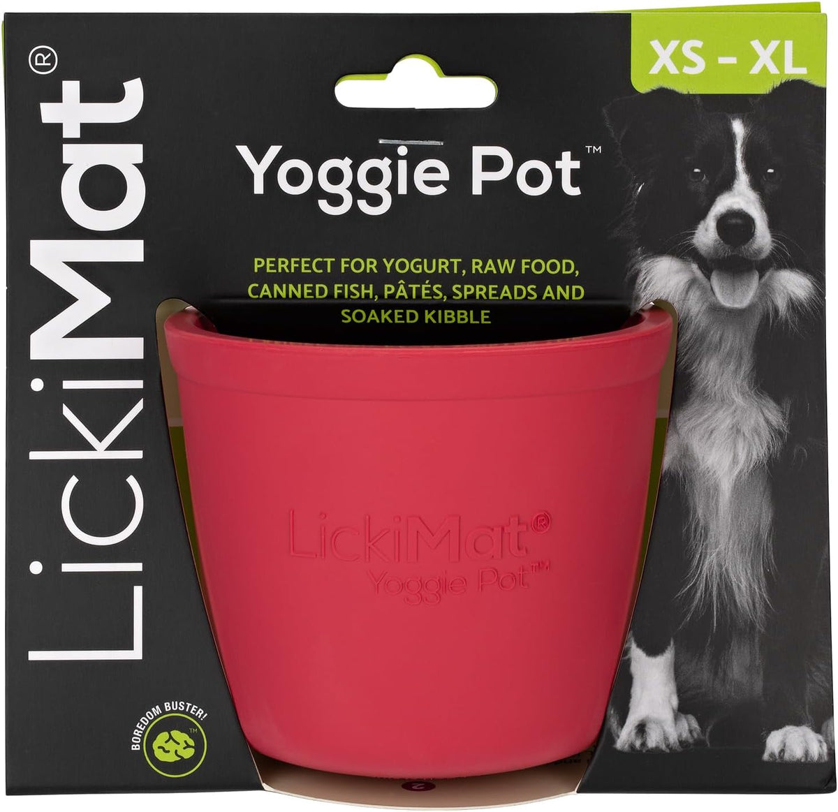 LICKIMAT Yoggie Pot – Distraction, Fun and Enrichment. Long Lasting Rubber Licking Treat Dispenser for All Dog Sizes and Slow Feeder for Small Dogs - Pink