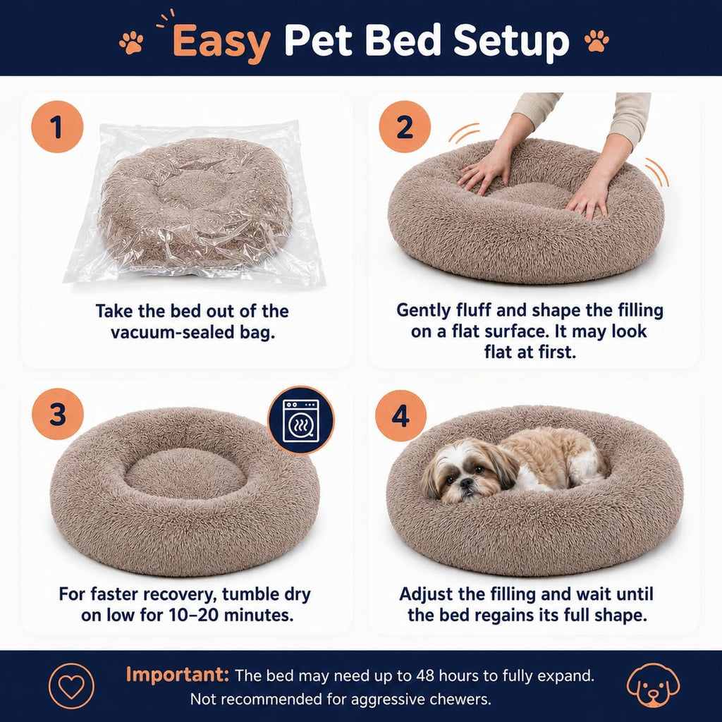 Ghouse Calming Donut Dog Bed for Medium Dogs, 30 in Washable Medium Pet Bed