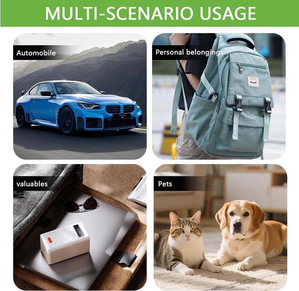 GPS Tracker for Vehicles and Cars, Real-Time Location Tracking Device, No SIM Card No Subscription, No Monthly Fee, Long Standby Waterproof Tracker for Pets, Dogs & Valuables (Android & iOS)