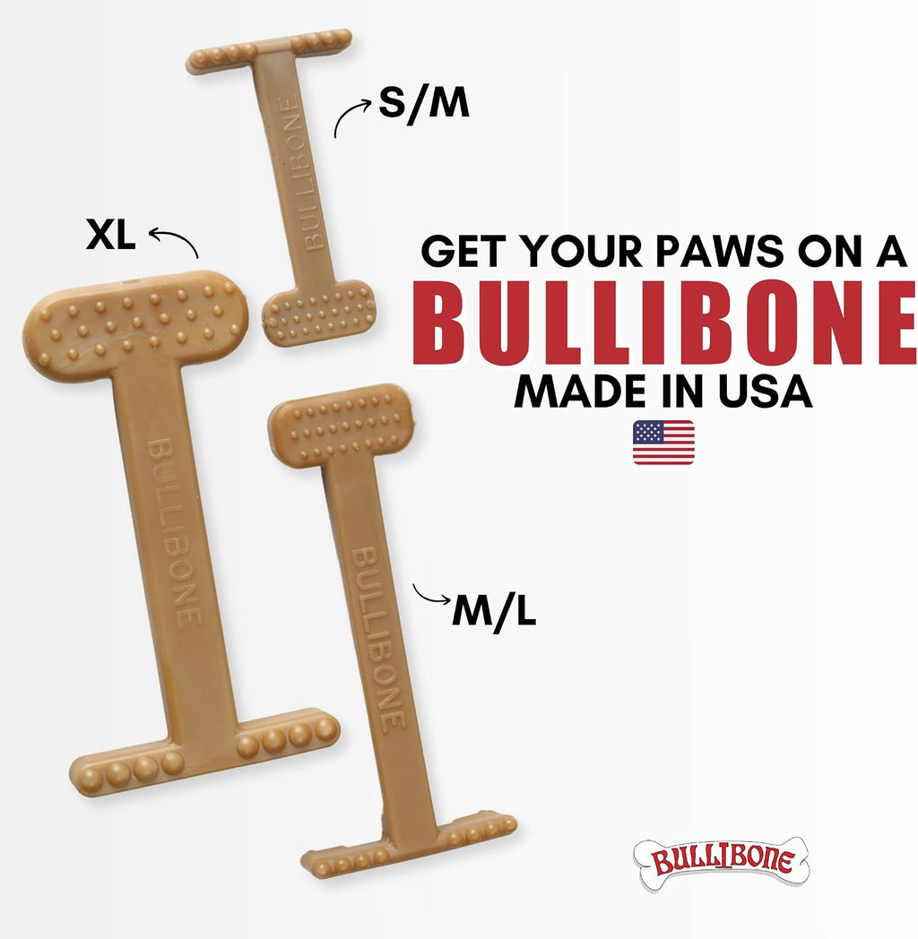 Bullibone Nylon Dog Chew Toy for Aggressive Chewers - Dental Hygiene Bone with Beef Flavor, Durable Tough Chew Toys for Extra Large Dogs, Indestructible Dog Bone - Single
