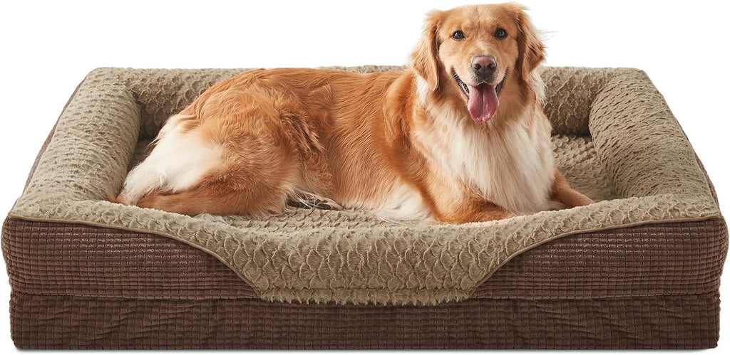 INVENHO Orthopedic Dog Beds Large Sized, XL Washable Egg-Crate Memory Foam Dog Couch with Washable Removable Cover, Waterproof Lining and Nonskid Bottom