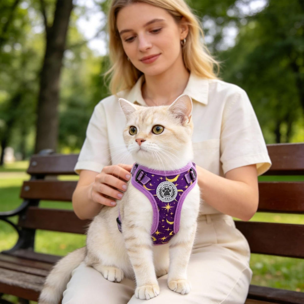 BEAUTYZOO Cat Harness and Leash Set, Escape Proof and Adjustable, Purple