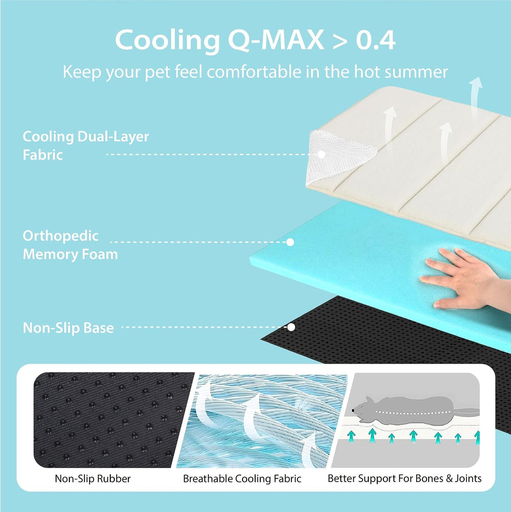 Dog Cooling Mat for Large Dogs, 41"x27" Memory Foam Pet Pad