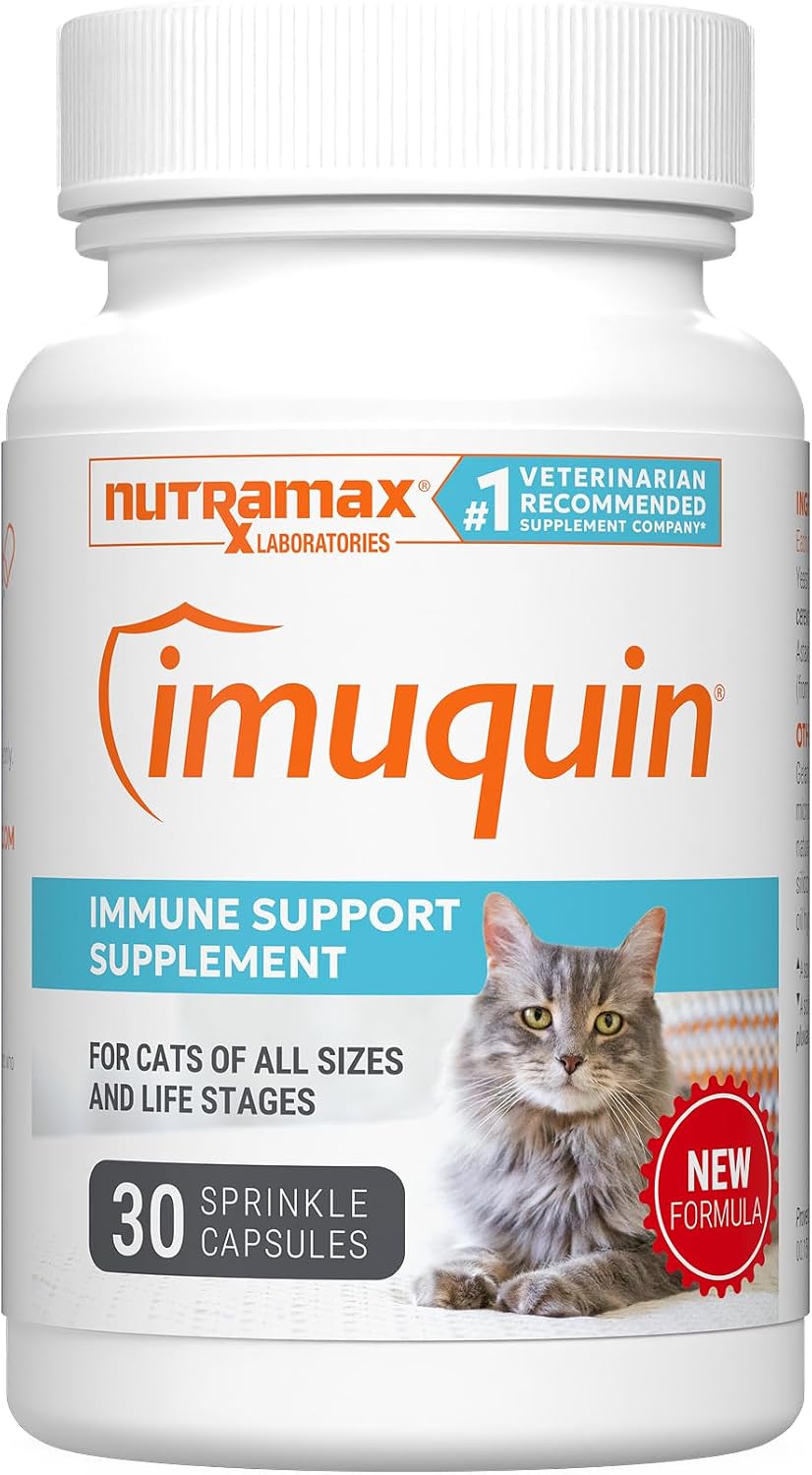 Nutramax Imuquin Immune Health Cat Supplements, Easy Sprinkle Capsule, 30ct