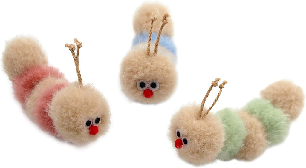 Jumpaws Interactive Natural Catnip Toy, with Rattle, Bite Resistant, for All Ages Indoor Cat, Shape of Caterpillar, Kitten Toy (Small/ 3 Pck/Cat Toy)