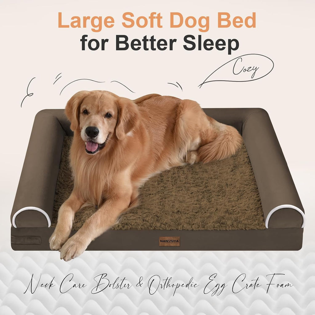 NANUYA Orthopedic Dog Bed for Large Dogs, 36 x 27 Inch, Dark Coffee