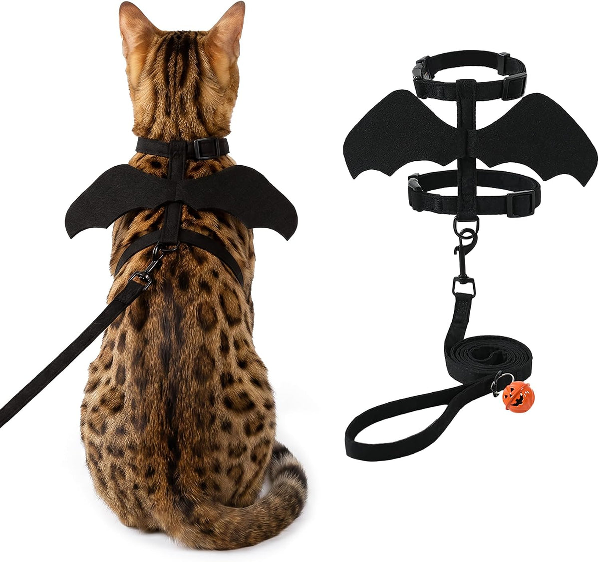 Tensho Cat Harness and Leash with Bat Wings Escape Proof Adjustable (M)