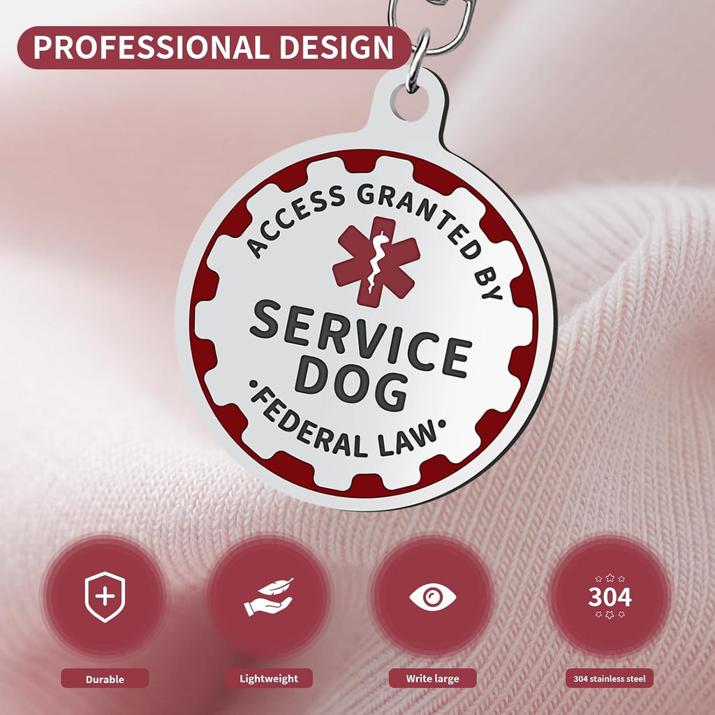 Service Dog TAG Industrial Puppy for Service Animals, Emotional Support Dogs & Therapy Dogs Entirely Surgical Stainless Steel Easily Attach to Collar, Harness-Two-Sided (Service Dog TAG)