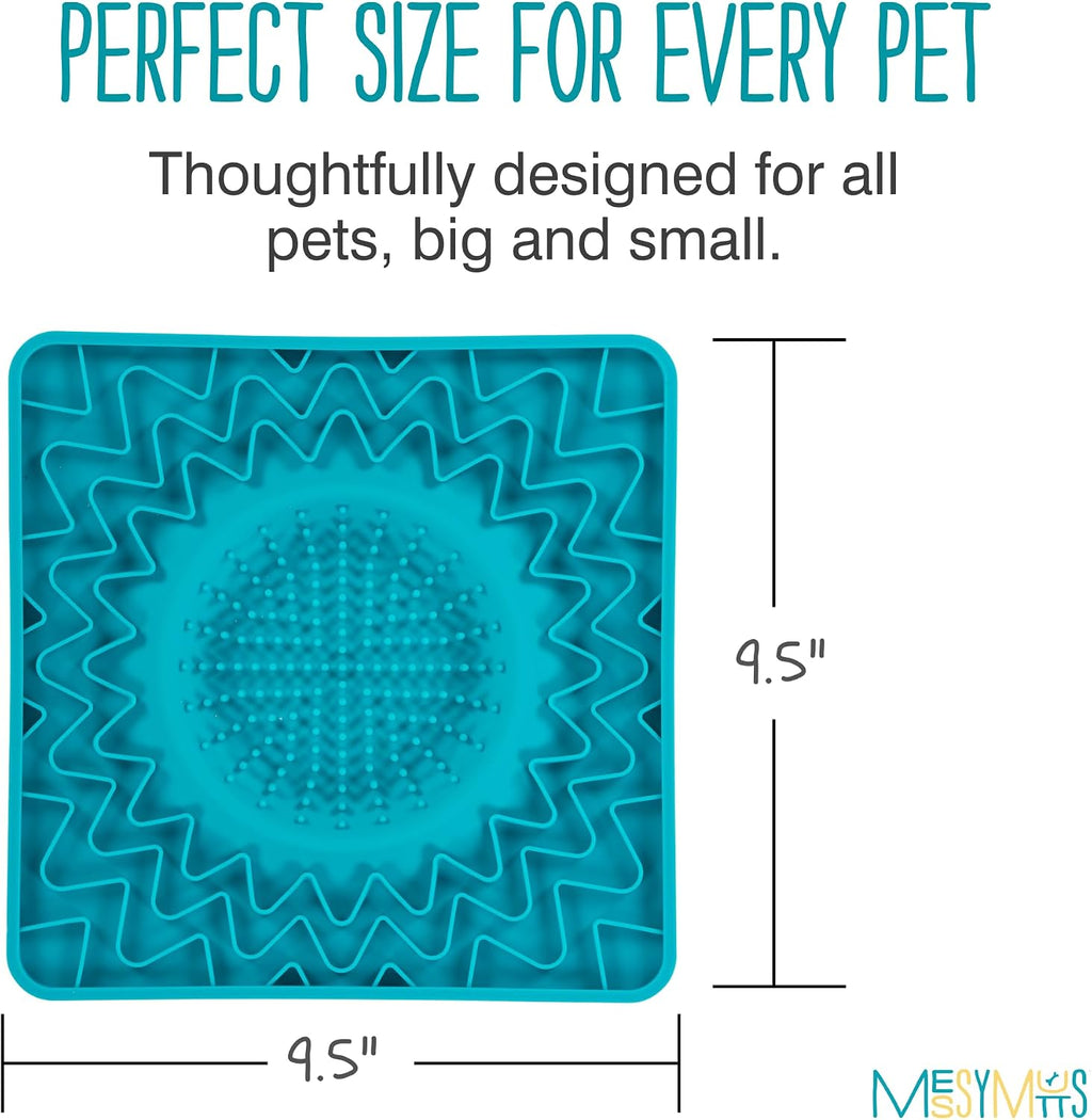 Messy Mutts Framed Lick Bowl Mat, 9.5 Inch, Center Bowl, Blue