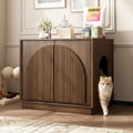 Cat Litter Box Enclosure, Modern Fluted Hidden Litter Box Furniture | 24.4" Tall Fits Most Litter Trays, Arched Fluted Door, Beveled Sides, 2.4" Reinforced Base, Rear Ventilation, Easy Assembly