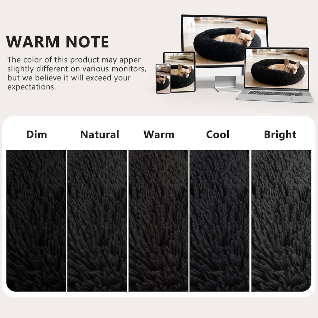 MIXJOY Orthopedic Dog Bed Comfortable Donut Cuddler Round Pet Beds Ultra Soft Washable Dog and Cat Cushion (20''/23''/30'') (27'', Black)