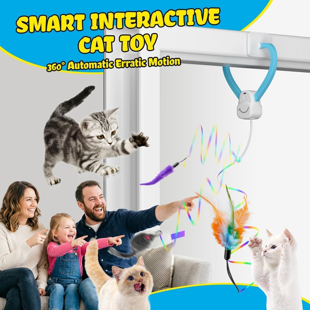 Interactive Automatic Cat Toy, 360° Rotating Feather Wand