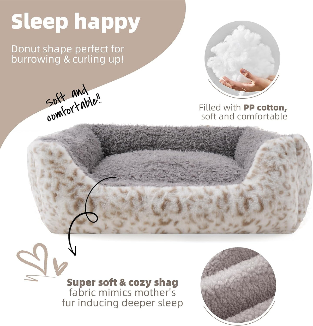 Smouatou Dog Soft Bed, Anti-Anxiety Puppy Cuddler Bed for Puppy Dog and Cat (Grey, L)
