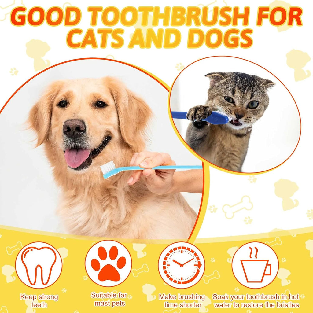 300 Pcs Pet Toothbrush Bulk, Double Sided Dog Cat Tooth Brush, 10 Colors | Soft Bristles, Long Handle, Small Dog Puppy Teeth Cleaning, Bulk Dog Toothbrush Set