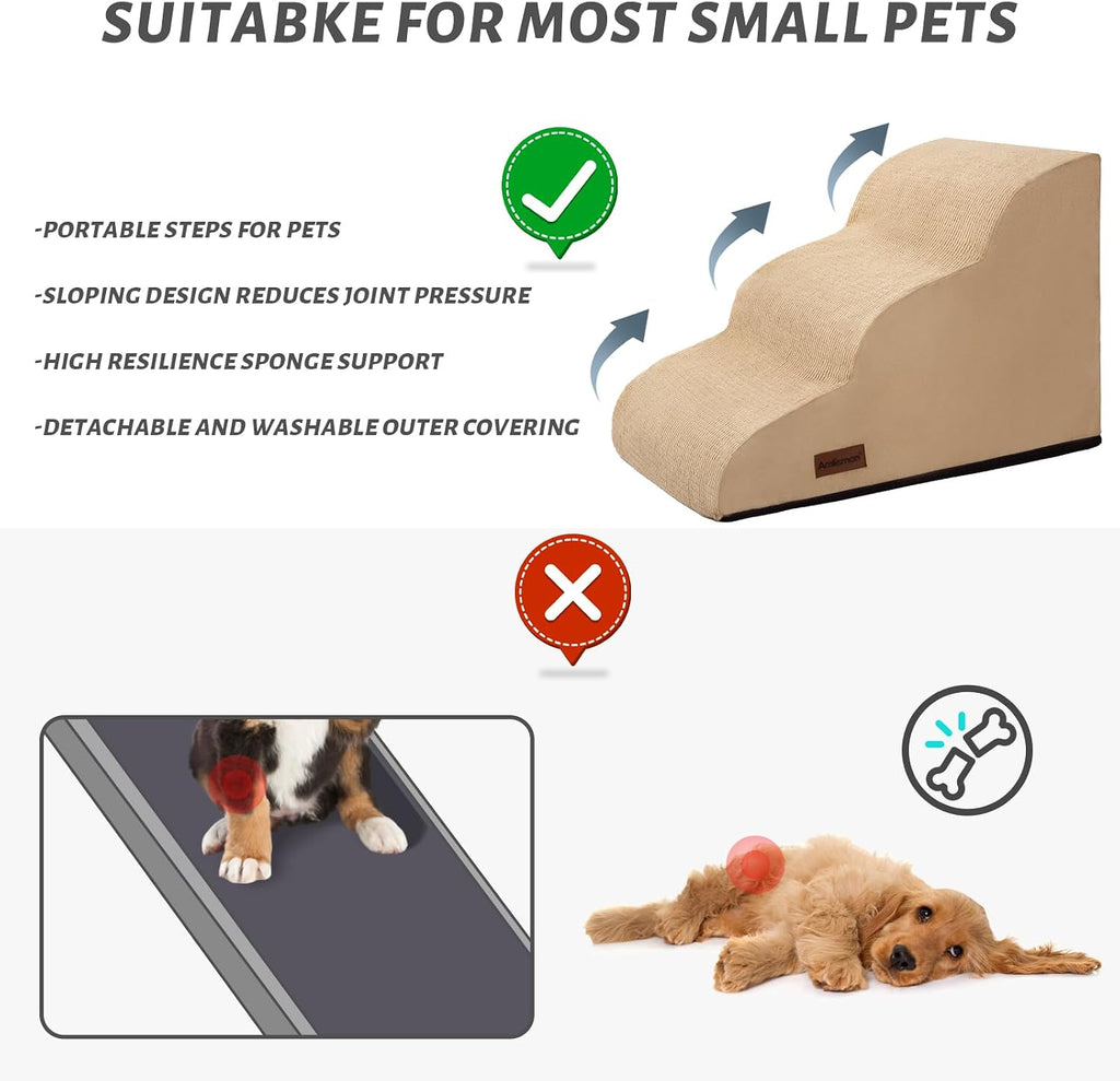 Aodisman Dog Stairs for Small Dogs and Cats,3-Step Pet Ramp for Couch,Chair