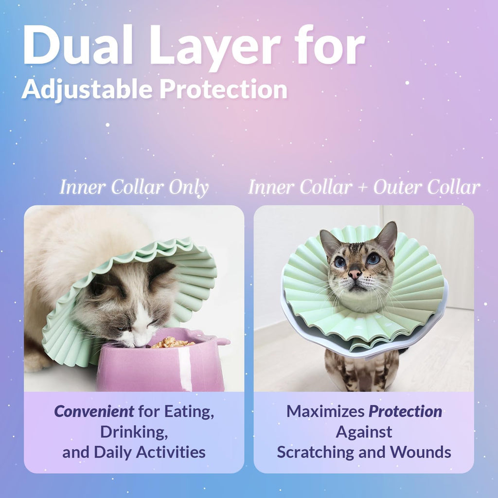 McGill’s Tail Cat Cone Collar Soft, Comfortable Cat Recovery Collar with Royal Ruffled Design, Adjustable Elizabethan Collar for Cats, Water-Resistant EVA Cat Cones After Surgery (Soft Pink, L)